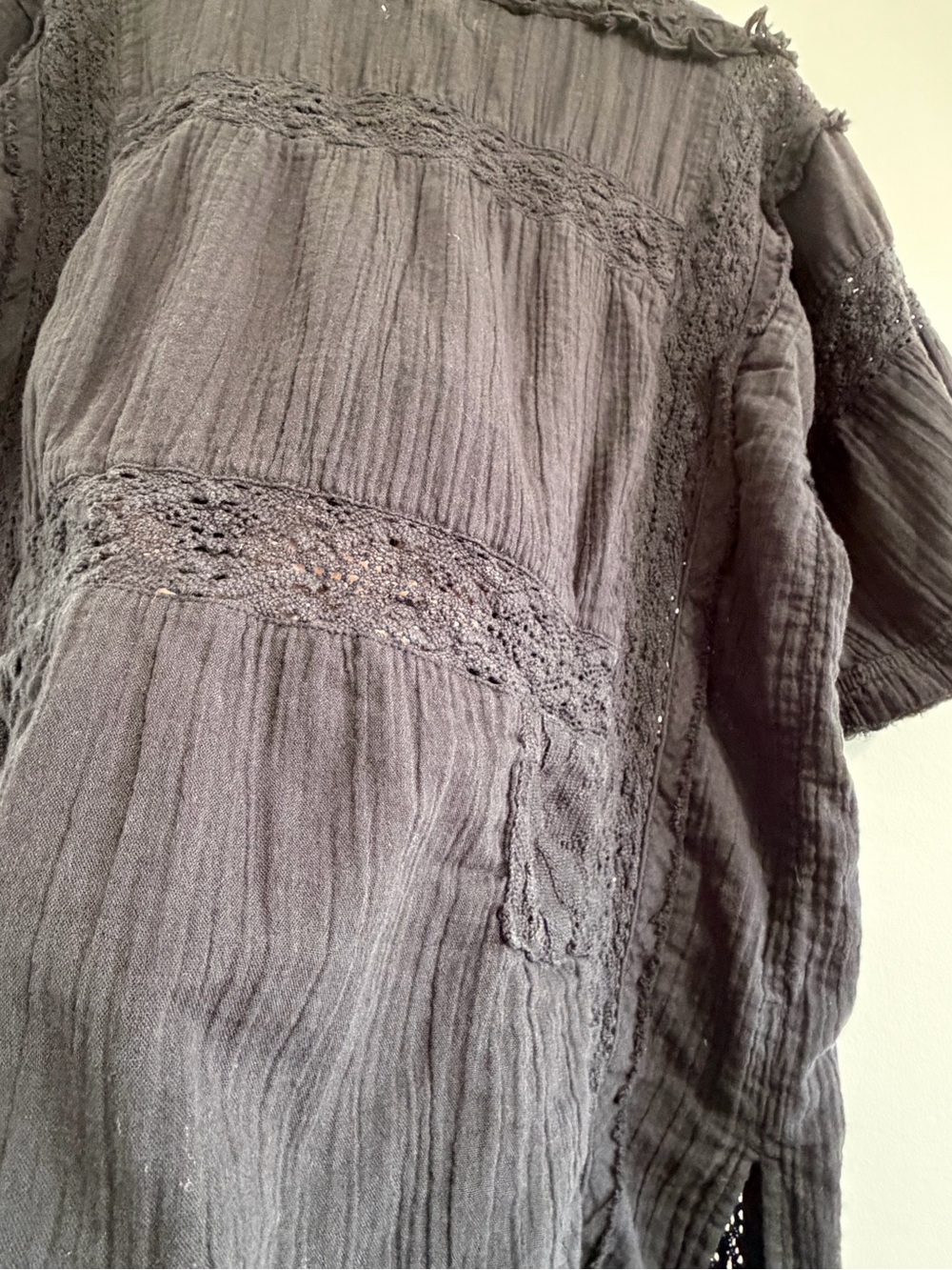 Free People Rustic Romance Top black crochet bohemian top tunic - Picture 9 of 12
